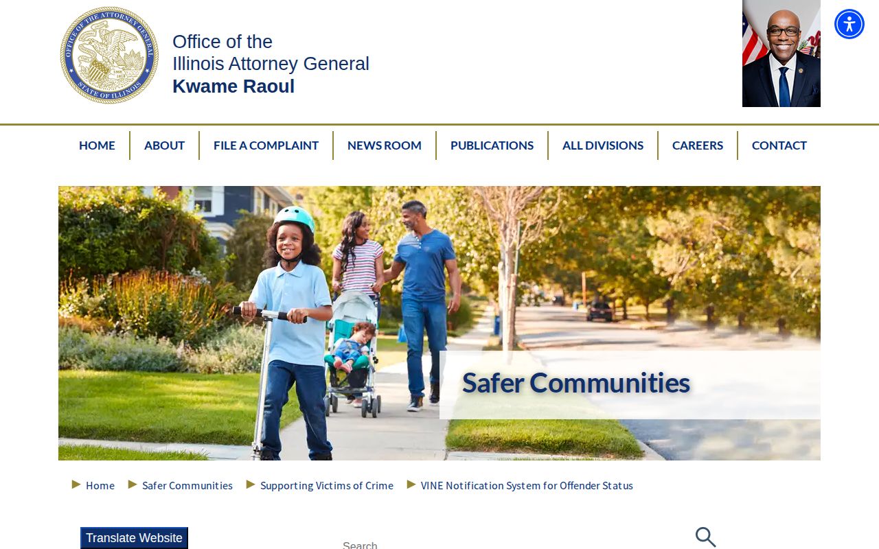Illinois Attorney General VINE victim notification information